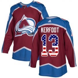 Adidas Colorado Avalanche #13 Alexander Kerfoot Burgundy Home Authentic USA Flag Stitched NHL Jersey