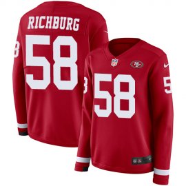 Nike San Francisco 49ers #58 Weston Richburg Red Team Color Womens Stitched NFL Limited Therma Long Sleeve Jersey
