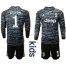 Juventus #1 Szczesny Black Goalkeeper Long Sleeves Kid Soccer Club Jersey