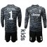 Juventus #1 Szczesny Black Goalkeeper Long Sleeves Kid Soccer Club Jersey