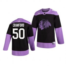 Chicago Blackhawks #50 Corey Crawford Adidas Mens Hockey Fights Cancer Practice NHL Jersey Black