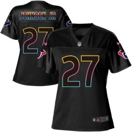 Nike Houston Texans #27 Duke Johnson Jr Black Womens NFL Fashion Game Jersey