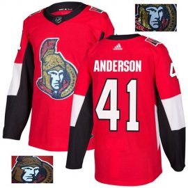 Adidas Ottawa Senators #41 Craig Anderson Red Home Authentic Fashion Gold Stitched NHL Jersey