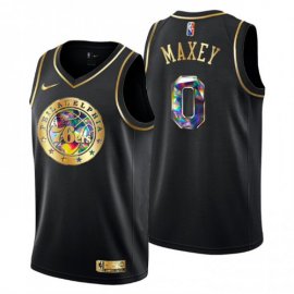 Philadelphia Philadelphia 76ers #0 Tyrese Maxey Mens Golden Edition Diamond Logo 2021/22 Swingman Jersey – Black Mens