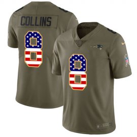 Nike New England Patriots #8 Jamie Collins Sr Olive/USA Flag Mens Stitched NFL Limited 2017 Salute To Service Jersey
