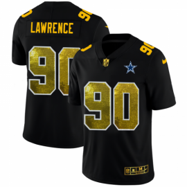 Dallas Cowboys #90 Demarcus Lawrence Mens Black Nike Golden Sequin Vapor Limited NFL Jersey
