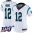 Nike Carolina Panthers #12 DJ Moore White Womens Stitched NFL 100th Season Vapor Limited Jersey