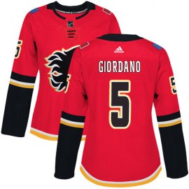 Adidas Calgary Flames #5 Mark Giordano Red Home Authentic Womens Stitched NHL Jersey