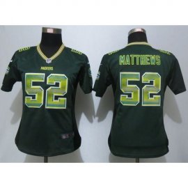 Nike Green Bay Packers #52 Clay Matthews Green Team Color Womens Stitched NFL Elite Strobe Jersey