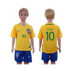 Brazil #10 Kaka Home Kid Soccer Country Jersey