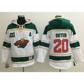 Minnesota Wild #20 Ryan Suter White Sawyer Hooded Sweatshirt Stitched NHL Jersey