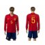 Spain #5 Puyol Red Home Long Sleeves Soccer Country Jersey