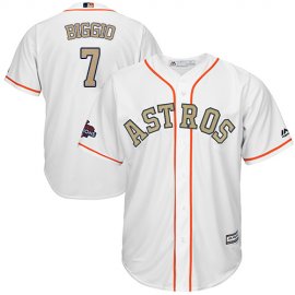 Houston Astros #7 Craig Biggio White 2018 Gold Program Cool Base Stitched Youth MLB Jersey
