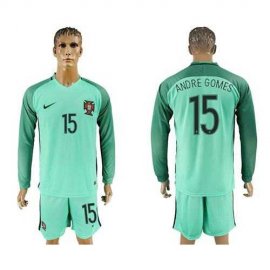 Portugal #15 Andre Gomes Away Long Sleeves Soccer Country Jersey