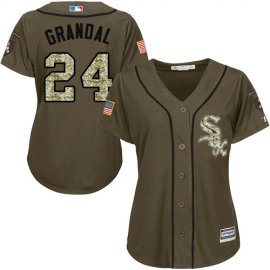 Chicago White Sox #24 Yasmani Grandal Green Salute to Service Womens Stitched MLB Jersey