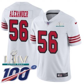 Nike San Francisco 49ers #56 Kwon Alexander White Super Bowl LIV 2020 Rush Youth Stitched NFL Limited 100th Season Jersey