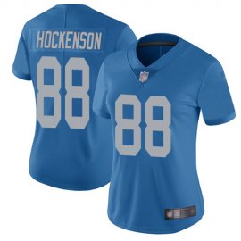 Nike Detroit Lions #88 T.J. Hockenson Blue Throwback Womens Stitched NFL Vapor Untouchable Limited Jersey