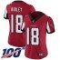 Nike Atlanta Falcons #18 Calvin Ridley Red Team Color Womens Stitched NFL 100th Season Vapor Limited Jersey