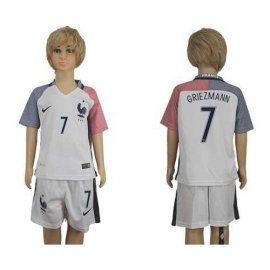 France #7 Griezmann Away Kid Soccer Country Jersey