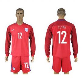England #12 Clyne Away Long Sleeves Soccer Country Jersey