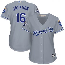 Kansas City Royals #16 Bo Jackson Grey Road Womens Stitched MLB Jersey