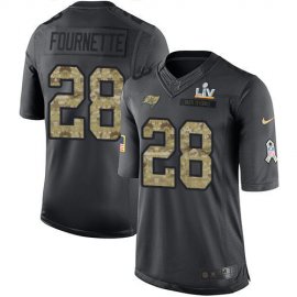 Tampa Bay Buccaneers #28 Leonard Fournette Black Youth Super Bowl LV Bound Stitched NFL Limited 2016 Salute to Service Jersey