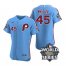 Phillies 45 Zack Wheeler Blue Nike 2022 World Series Flexbase Jersey