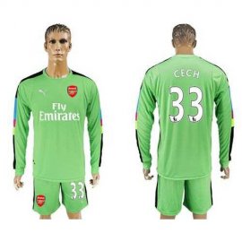 Arsenal #33 Cech Green Goalkeeper Long Sleeves Soccer Club Jersey