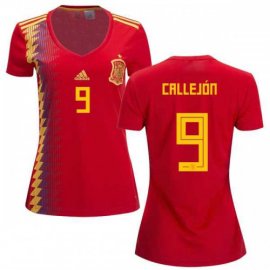 Womens Spain #9 Callejon Red Home Soccer Country Jersey