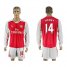 Arsenal #14 Henry Red Home Long Sleeves Soccer Club Jersey