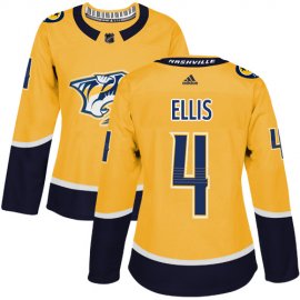 Adidas Nashville Predators #4 Ryan Ellis Yellow Home Authentic Womens Stitched NHL Jersey