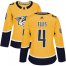 Adidas Nashville Predators #4 Ryan Ellis Yellow Home Authentic Womens Stitched NHL Jersey