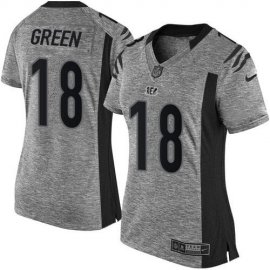 Nike Cincinnati Bengals #18 A.J. Green Gray Womens Stitched NFL Limited Gridiron Gray Jersey