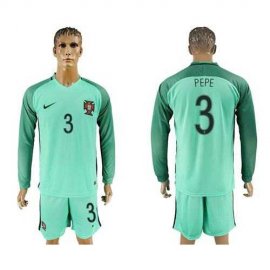 Portugal #3 Pepe Away Long Sleeves Soccer Country Jersey