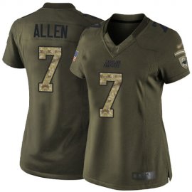 Nike Carolina Panthers #7 Kyle Allen Green Womens Stitched NFL Limited 2015 Salute to Service Jersey