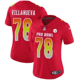 Nike Pittsburgh Steelers #78 Alejandro Villanueva Red Womens Stitched NFL Limited AFC 2018 Pro Bowl Jersey