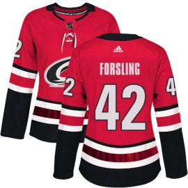 Adidas Carolina Hurricanes #42 Gustav Forsling Red Home Authentic Womens Stitched NHL Jersey
