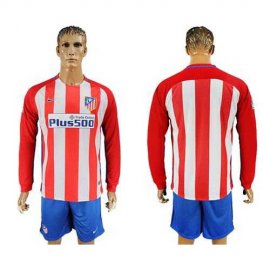 Atletico Madrid Blank Home Long Sleeves Soccer Club Jersey