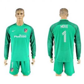 Atletico Madrid #1 Moya Green Goalkeeper Long Sleeves Soccer Club Jersey