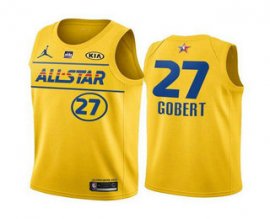 Mens 2021 All-Star Utah Jazz #27 Rudy Gobert Yellow Stitched NBA Jersey