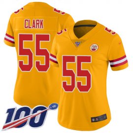 Nike Kansas City Chiefs #55 Frank Clark Gold Womens Stitched NFL Limited Inverted Legend 100th Season Jersey