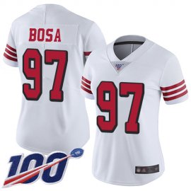 Nike San Francisco 49ers #97 Nick Bosa White Rush Womens Stitched NFL Limited 100th Season Jersey