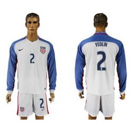 USA #2 Yedlin Home Long Sleeves Soccer Country Jersey