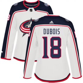 Adidas Columbus Blue Jackets #18 Pierre-Luc Dubois White Road Authentic Womens Stitched NHL Jersey
