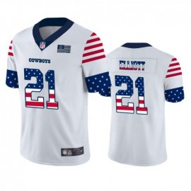 Dallas Cowboys #21 Ezekiel Elliott White Mens Nike Team Logo USA Flag Vapor Untouchable Limited NFL Jersey