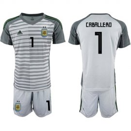 Argentina #1 Caballero Grey Goalkeeper Soccer Country Jersey