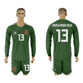 Spain #13 Arrizabalaga Army Green Long Sleeves Goalkeeper Soccer Country Jersey