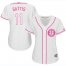 Houston Astros #11 Evan Gattis White/Pink Fashion Womens Stitched MLB Jersey