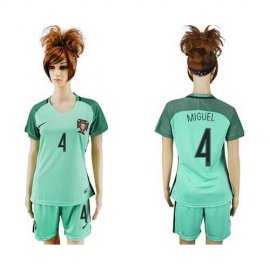 Womens Portugal #4 Miguel Away Soccer Country Jersey