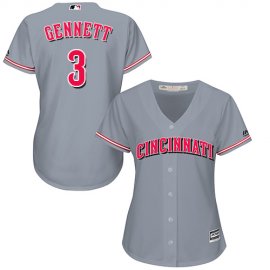 Cincinnati Reds #3 Scooter Gennett Grey Road Womens Stitched MLB Jersey